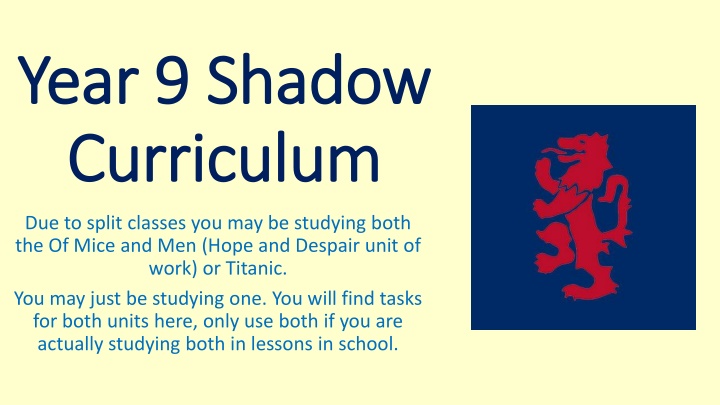 year year 9 9 shadow shadow curriculum curriculum