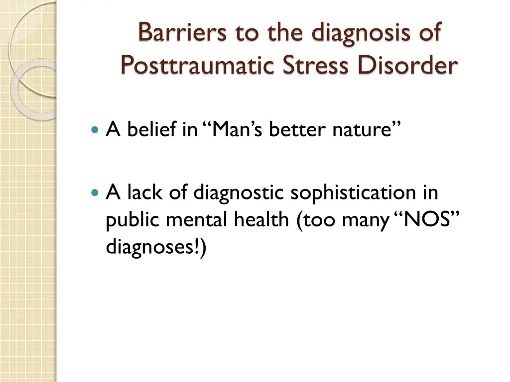 barriers to the diagnosis of posttraumatic stress