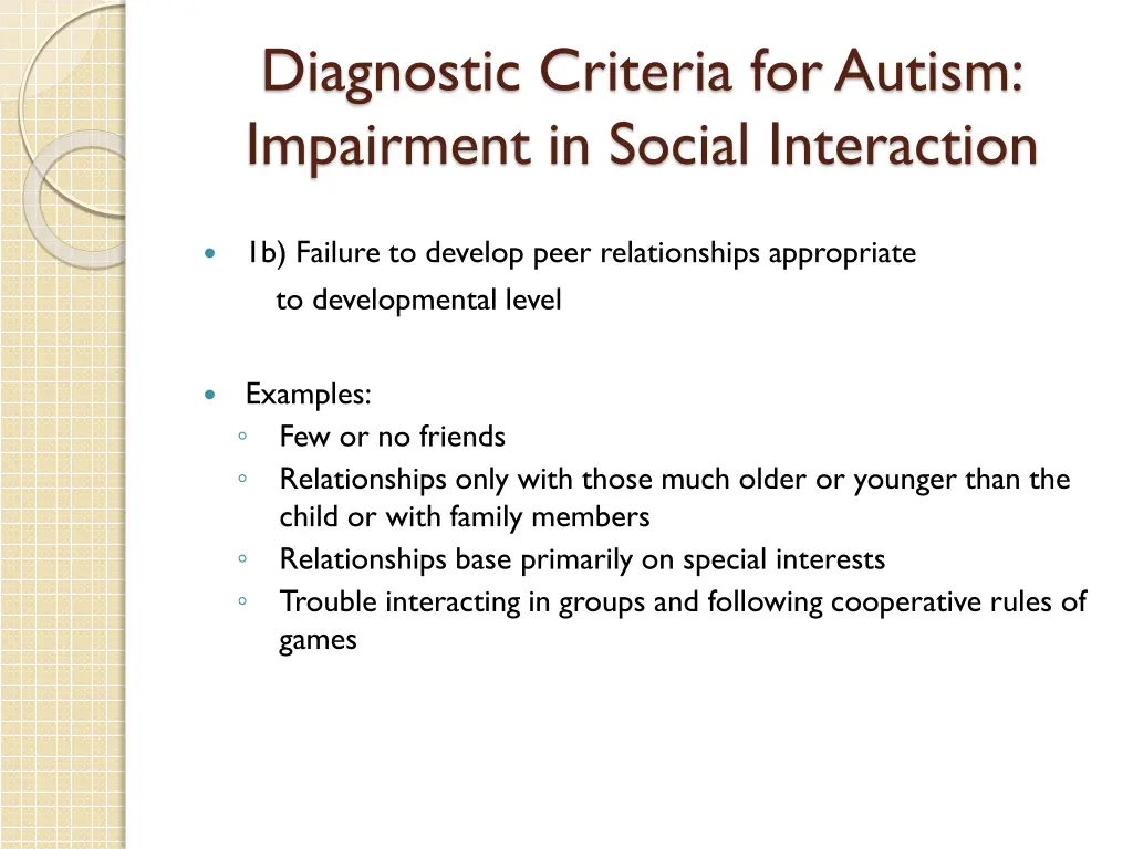 diagnostic criteria for autism impairment 1