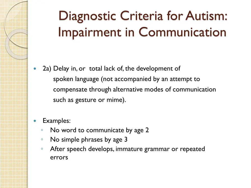 diagnostic criteria for autism impairment 4