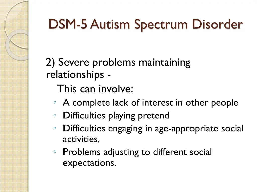 dsm 5 autism spectrum disorder