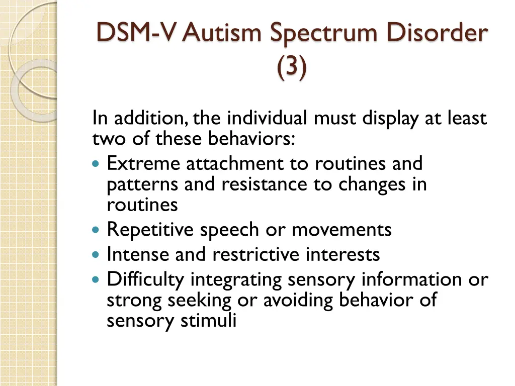 dsm v autism spectrum disorder 3