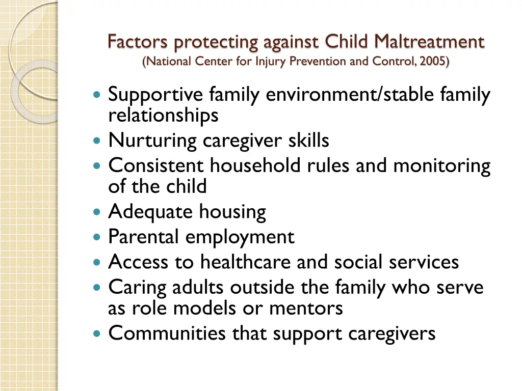 factors protecting against child maltreatment