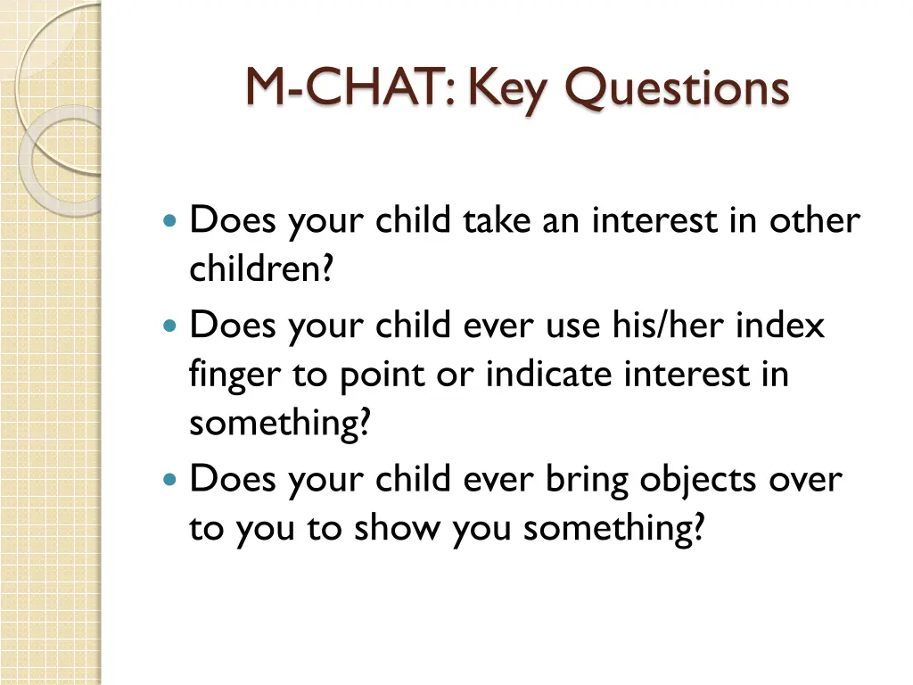 m chat key questions