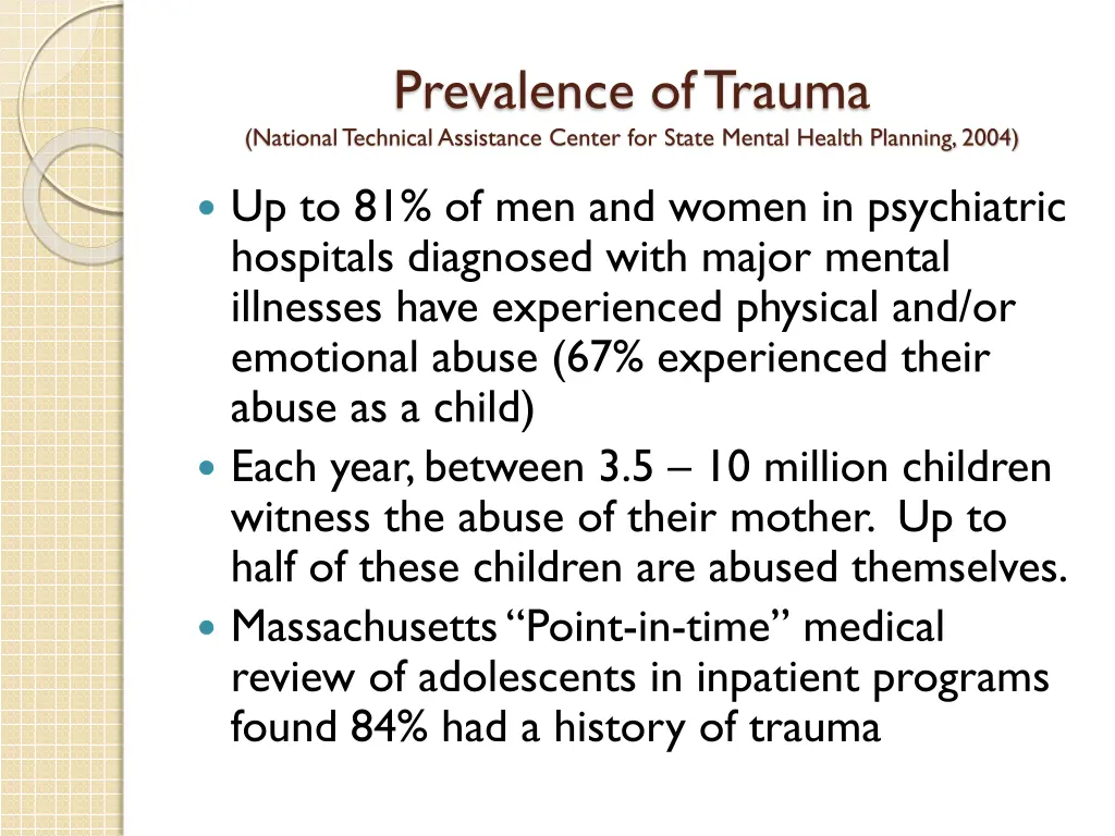 prevalence of trauma national technical