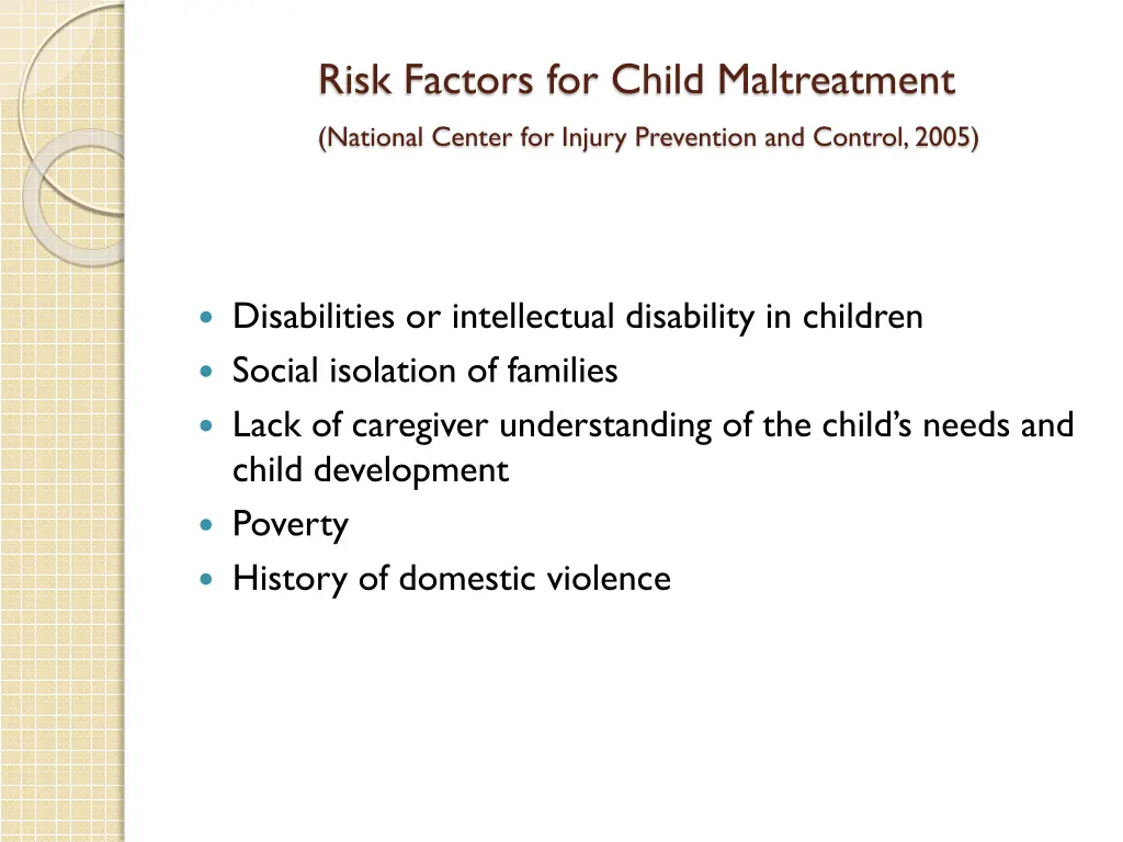 risk factors for child maltreatment