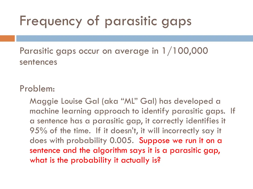 frequency of parasitic gaps