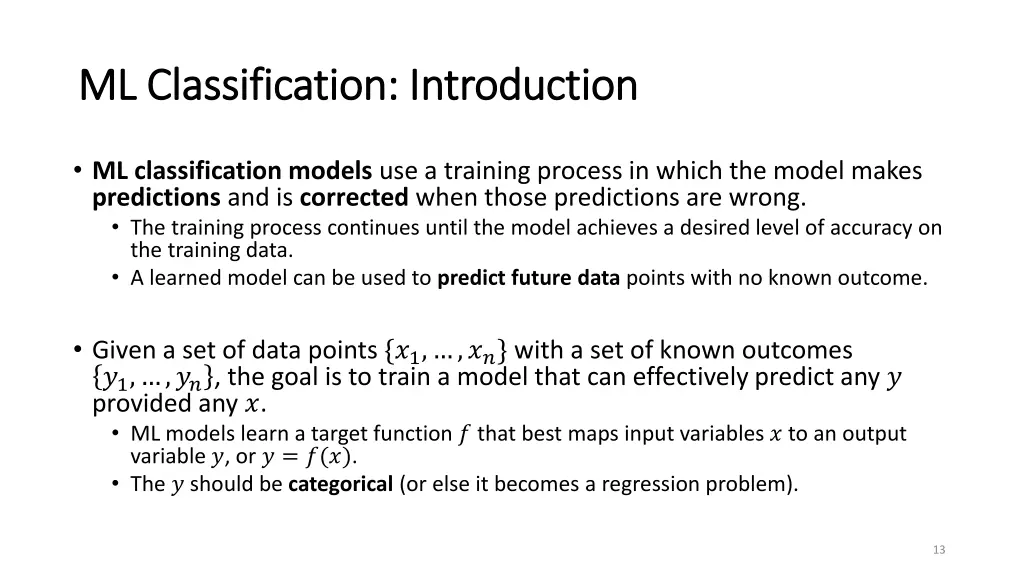 ml classification introduction ml classification