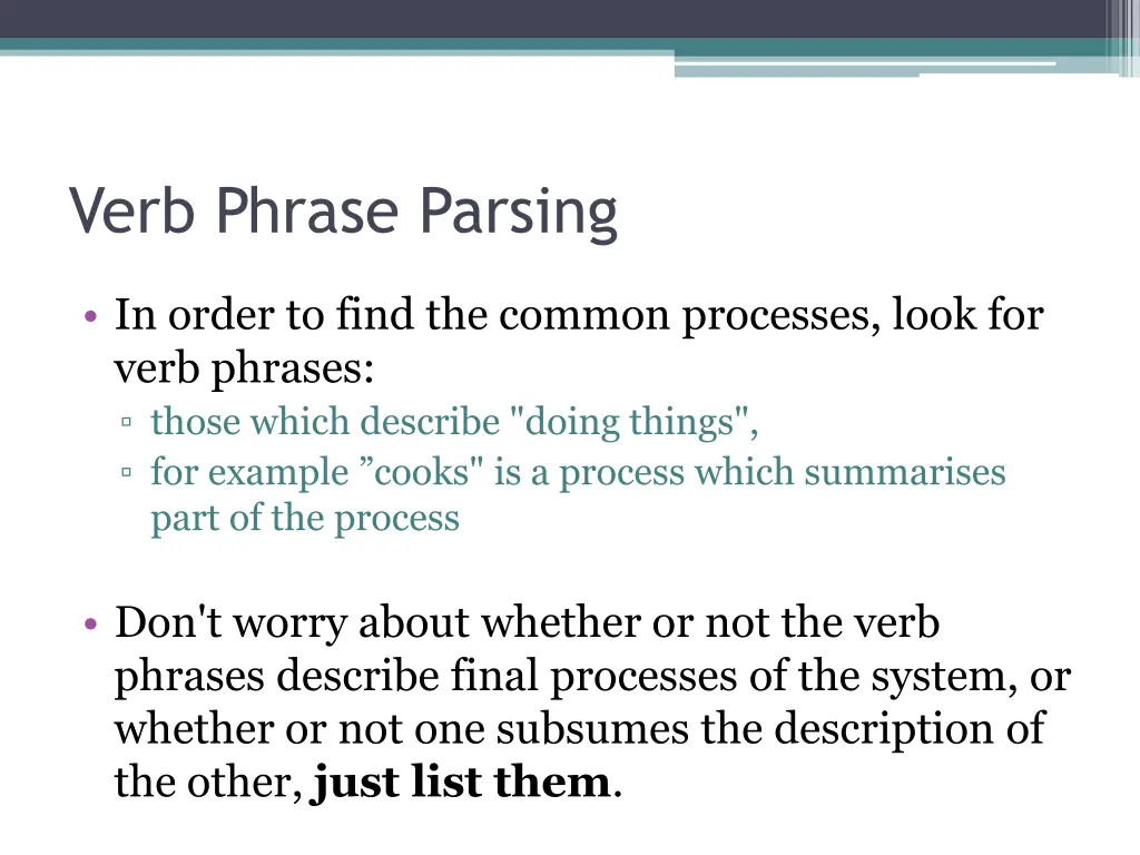 verb phrase parsing