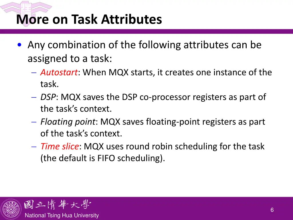 more on task attributes