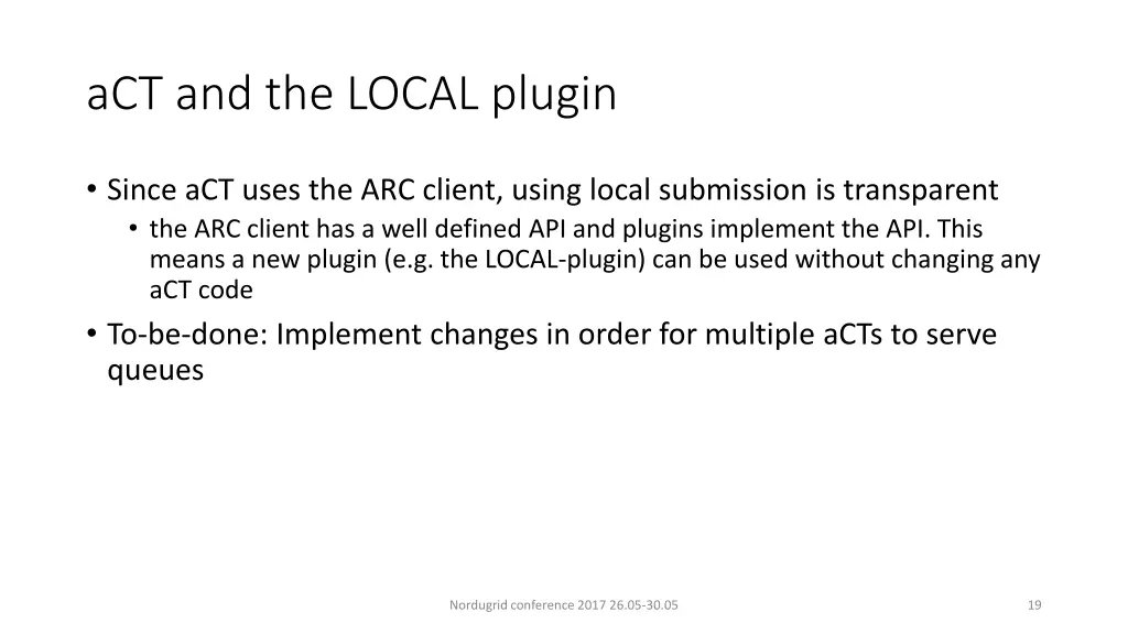 act and the local plugin