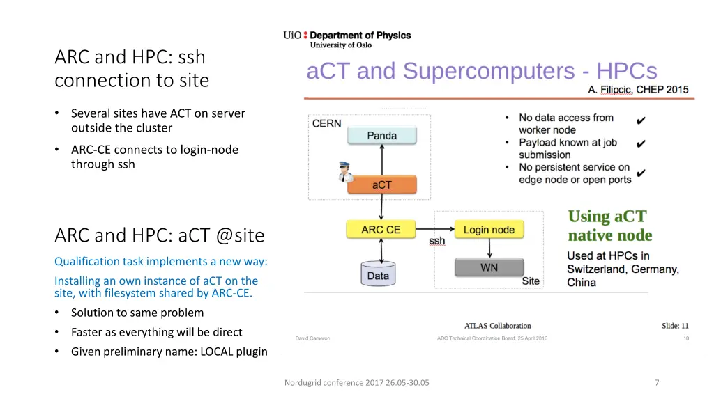 arc and hpc ssh connection to site 1