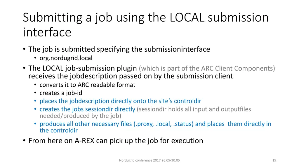 submitting a job using the local submission 2