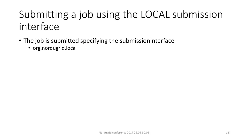 submitting a job using the local submission
