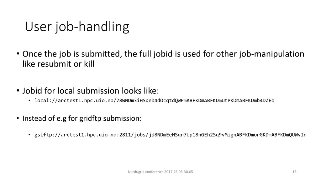 user job handling