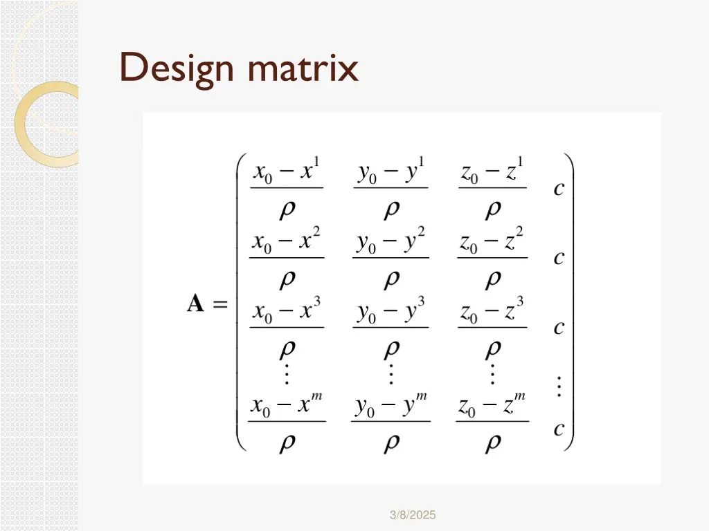 design matrix