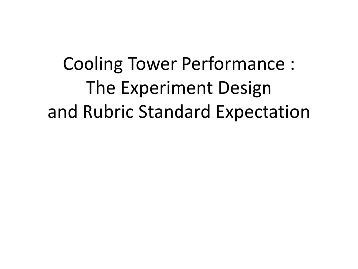cooling tower performance the experiment design
