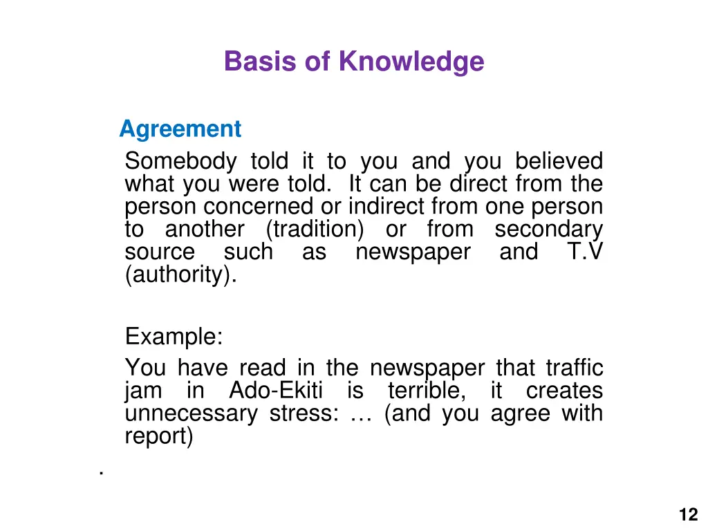 basis of knowledge