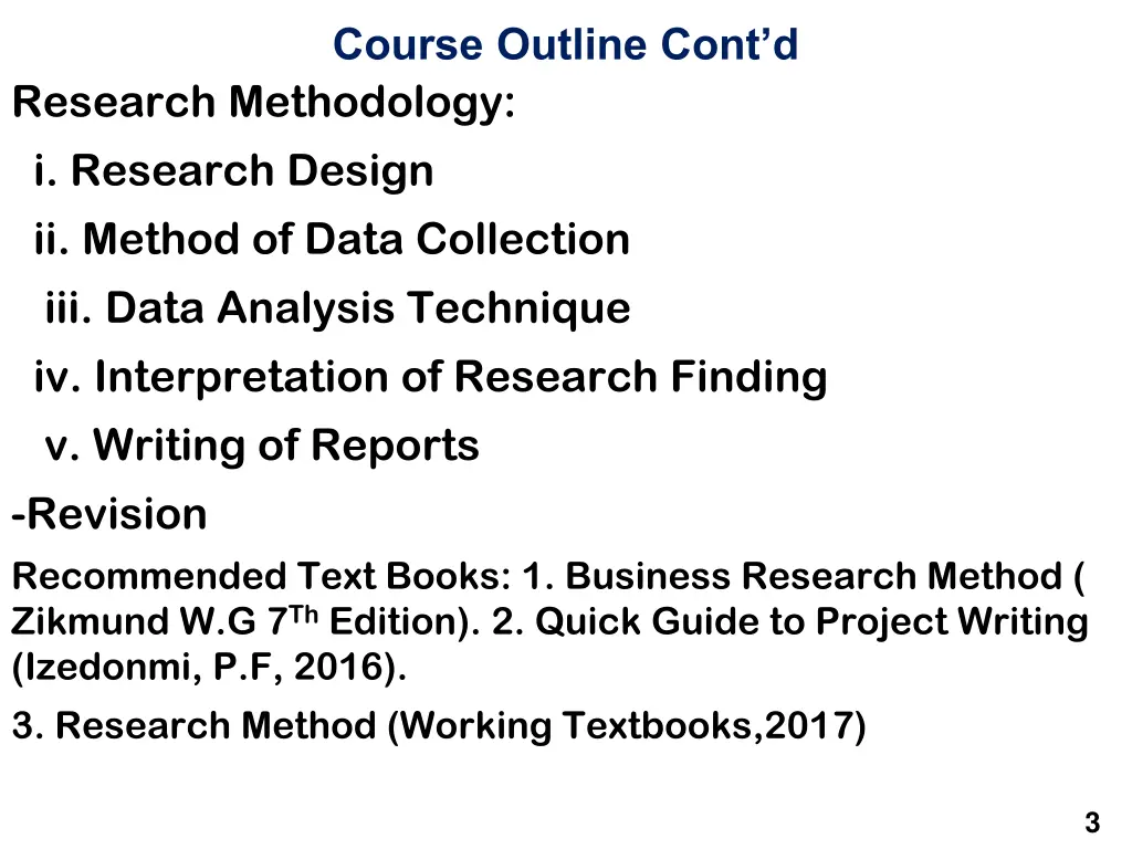 course outline cont d