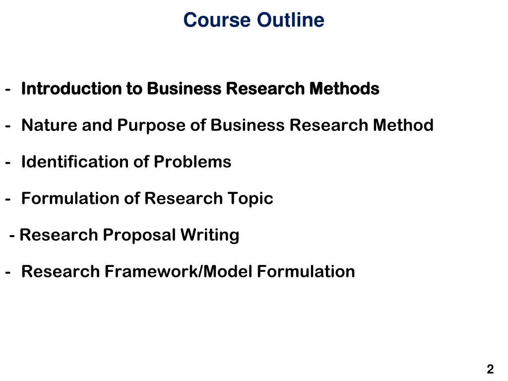course outline