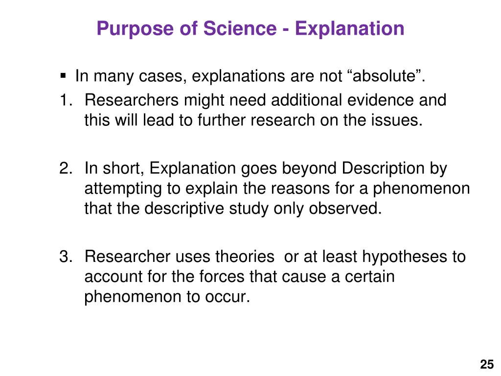 purpose of science explanation 1