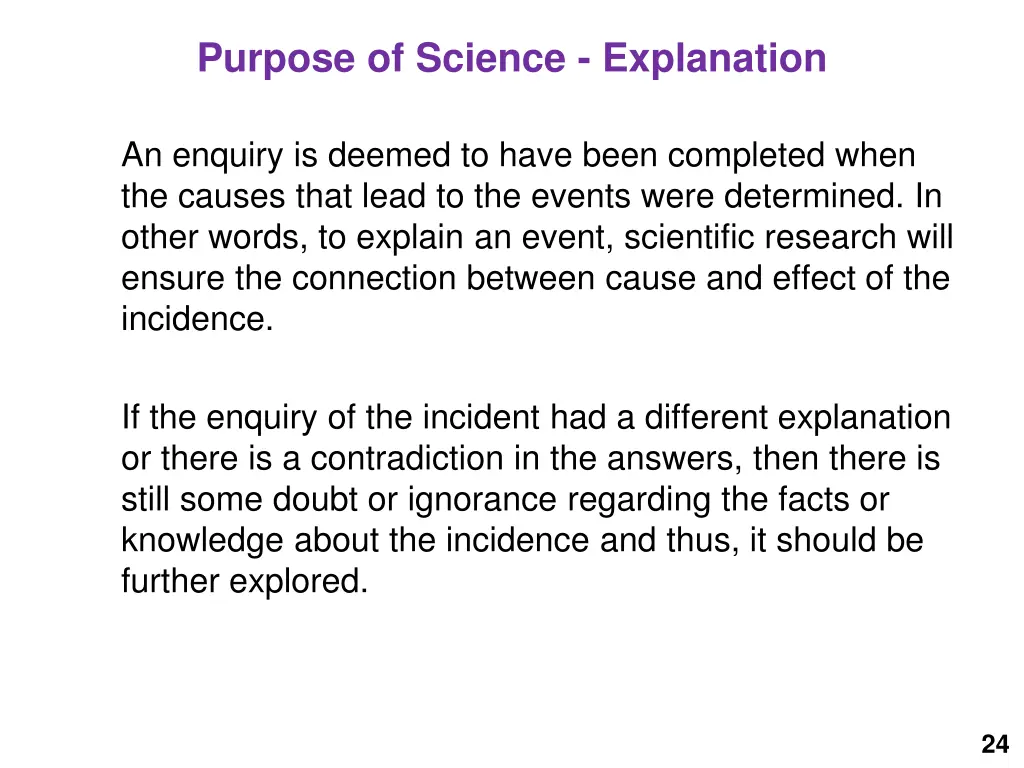 purpose of science explanation