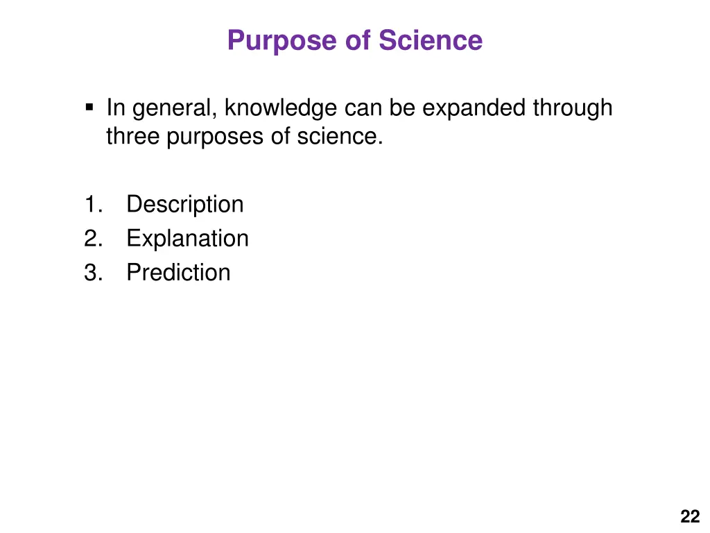 purpose of science