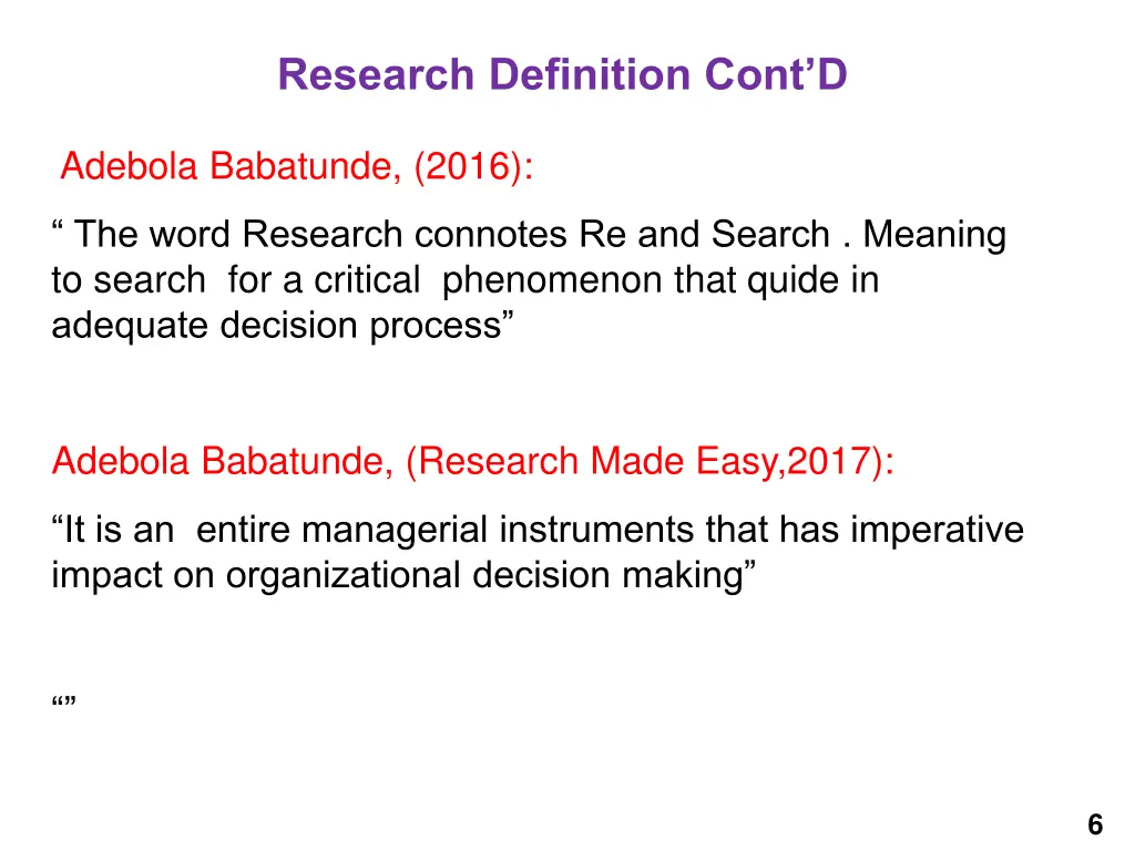 research definition cont d