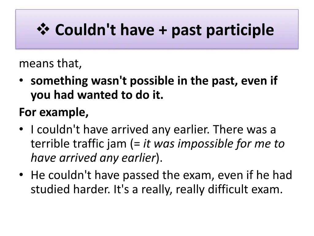 couldn t have past participle