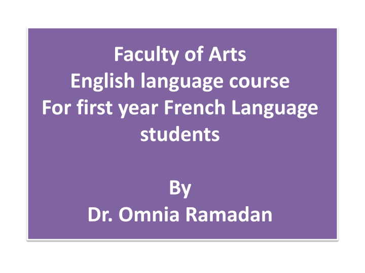faculty of arts english language course for first