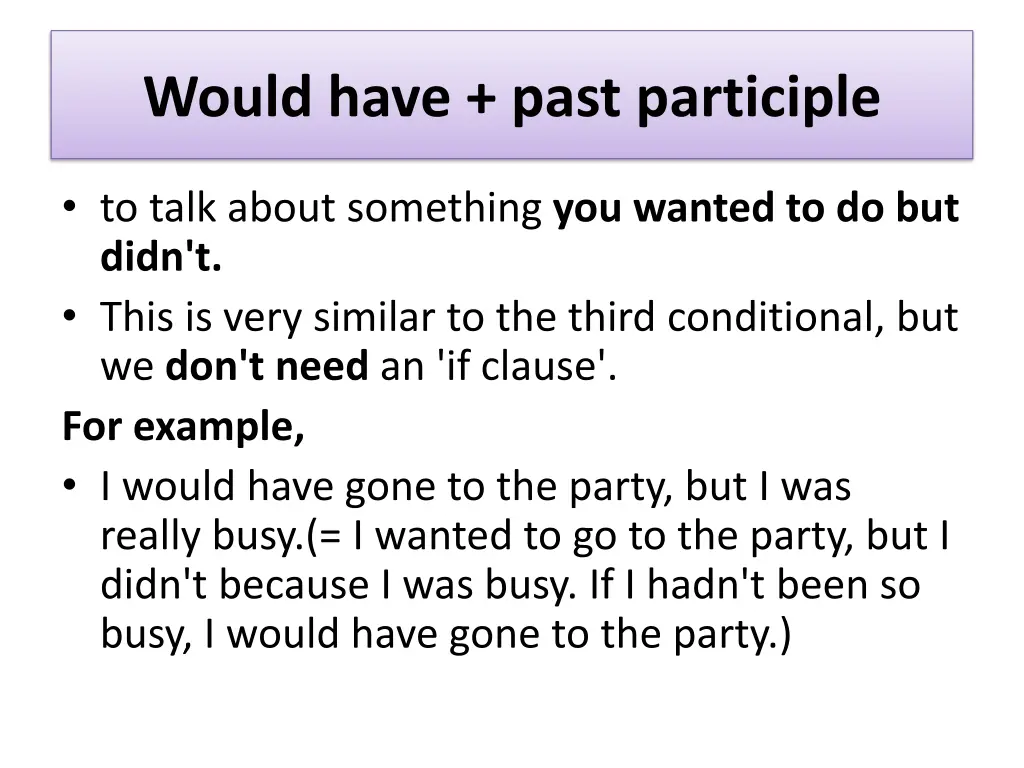 would have past participle 1