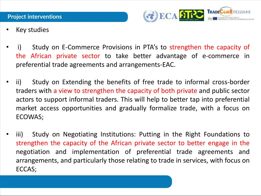 project interventions