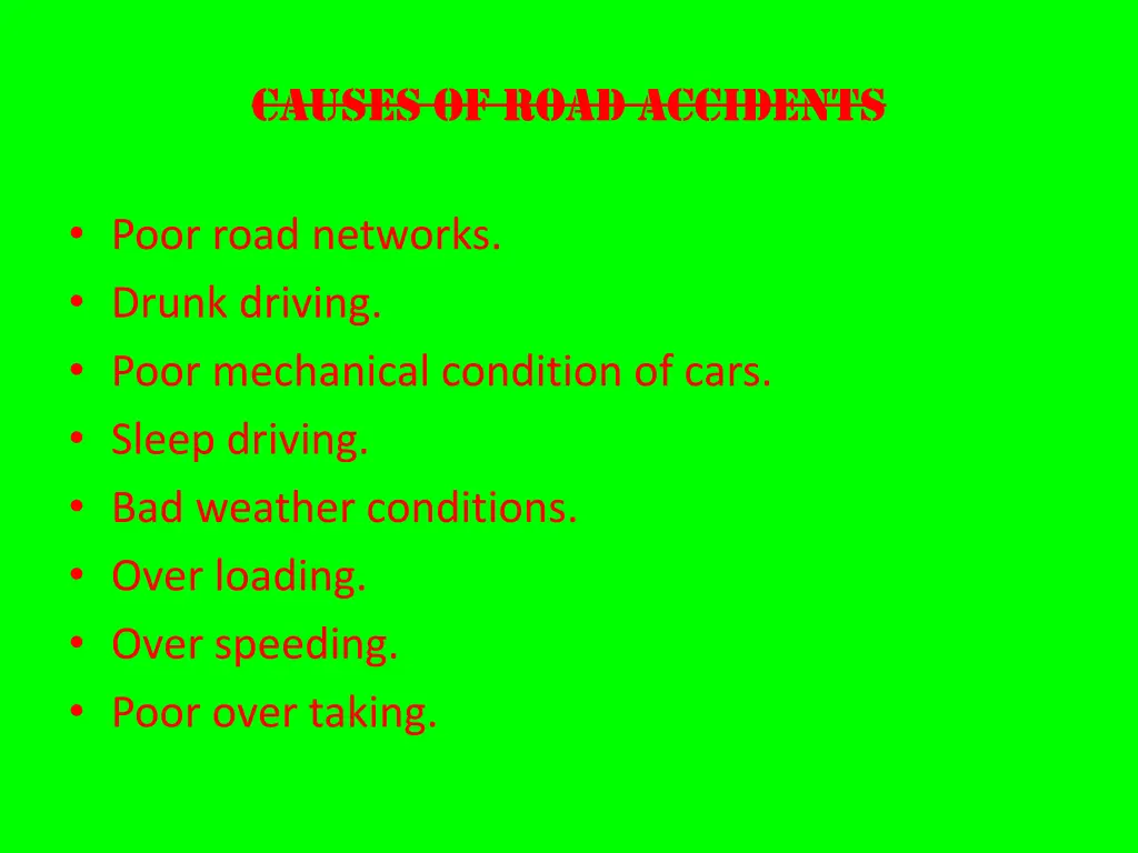 causes of road accidents