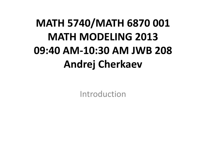 math 5740 math 6870 001 math modeling 2013