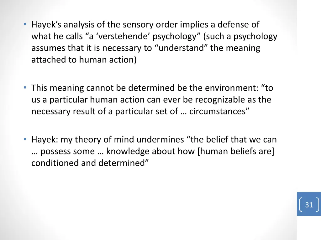 hayek s analysis of the sensory order implies