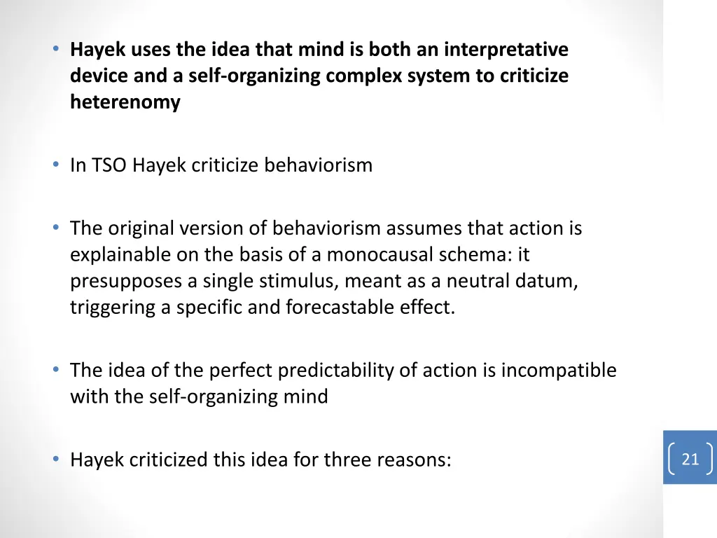hayek uses the idea that mind is both