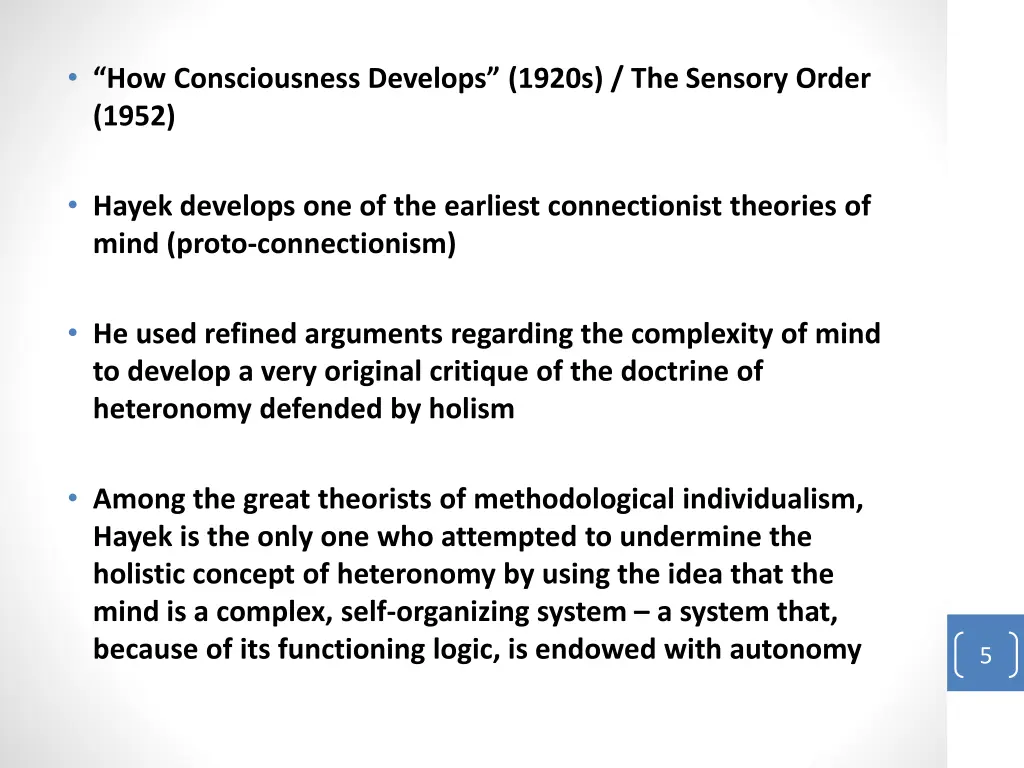 how consciousness develops 1920s the sensory