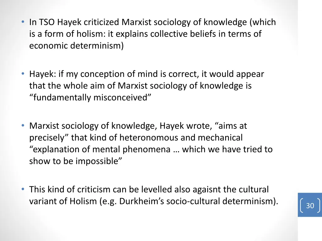 in tso hayek criticized marxist sociology