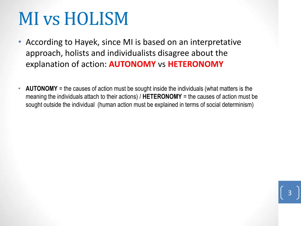 mi vs holism