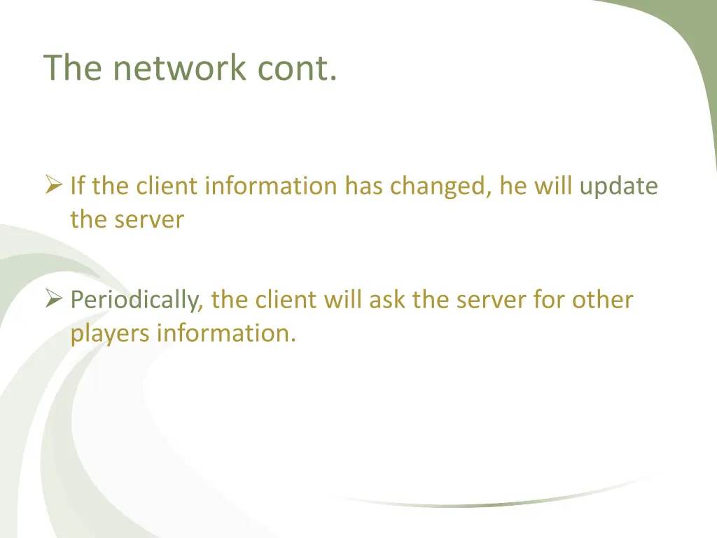 the network cont