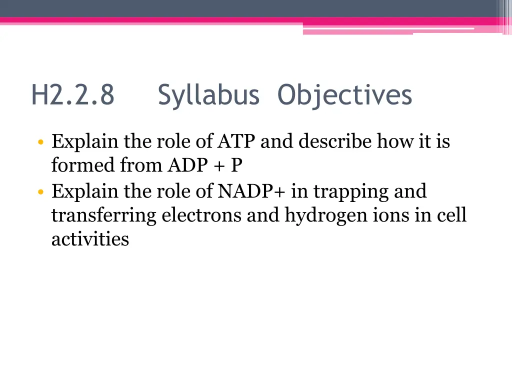 h2 2 8 syllabus objectives