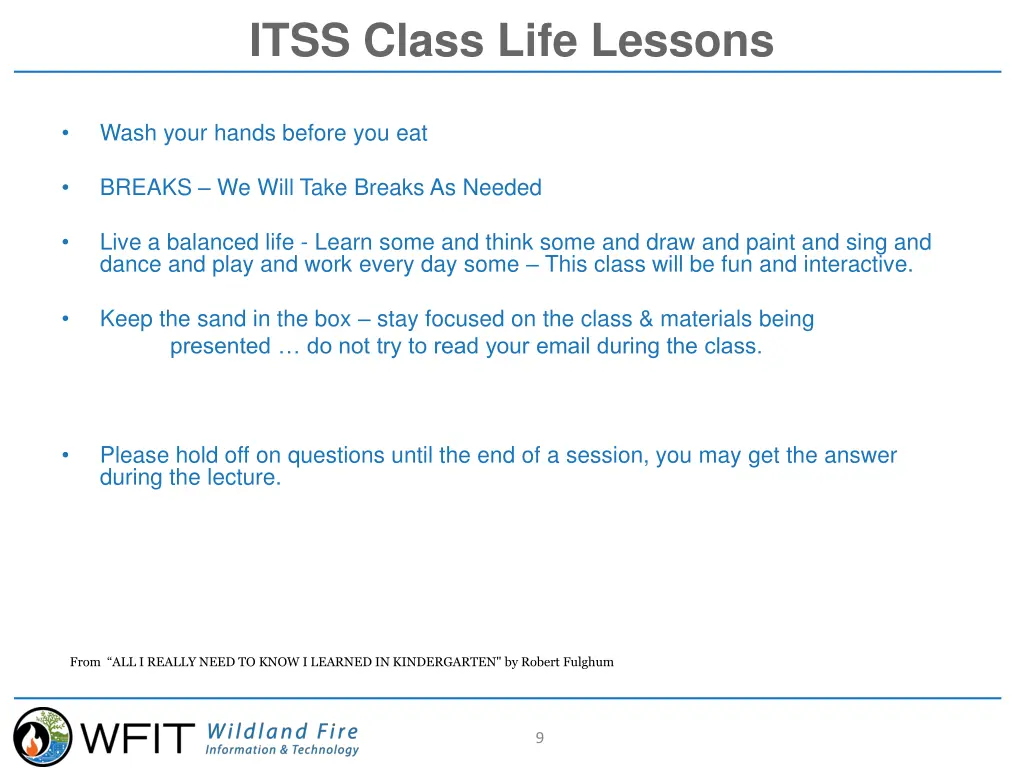 itss class life lessons 1
