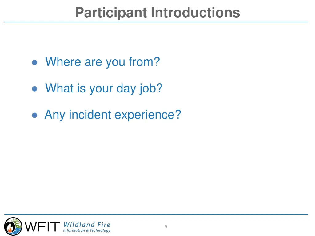 participant introductions