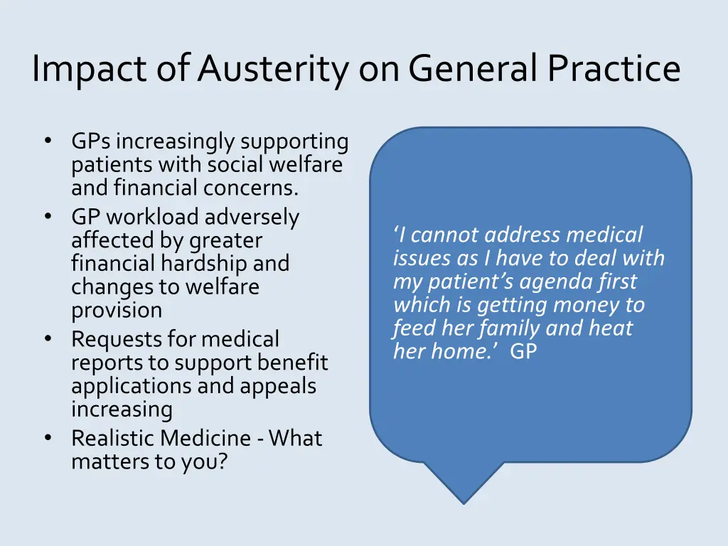 impact of austerity on general practice