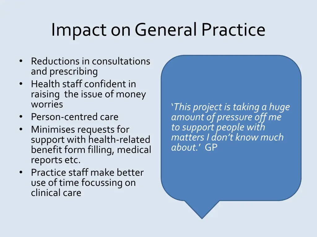 impact on general practice