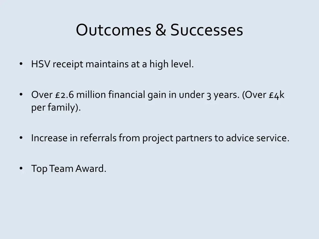outcomes successes