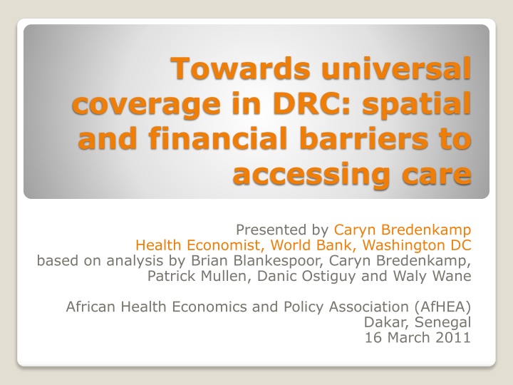 towards universal coverage in drc spatial