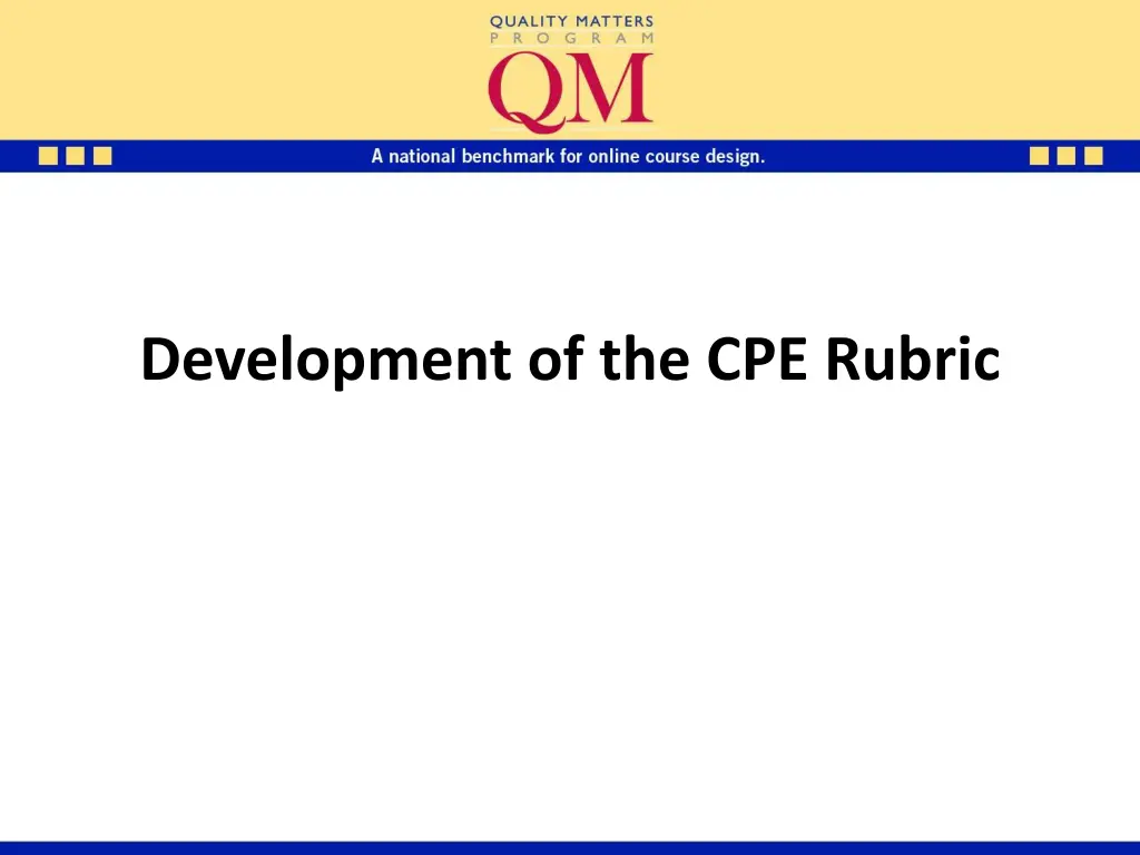 development of the cpe rubric
