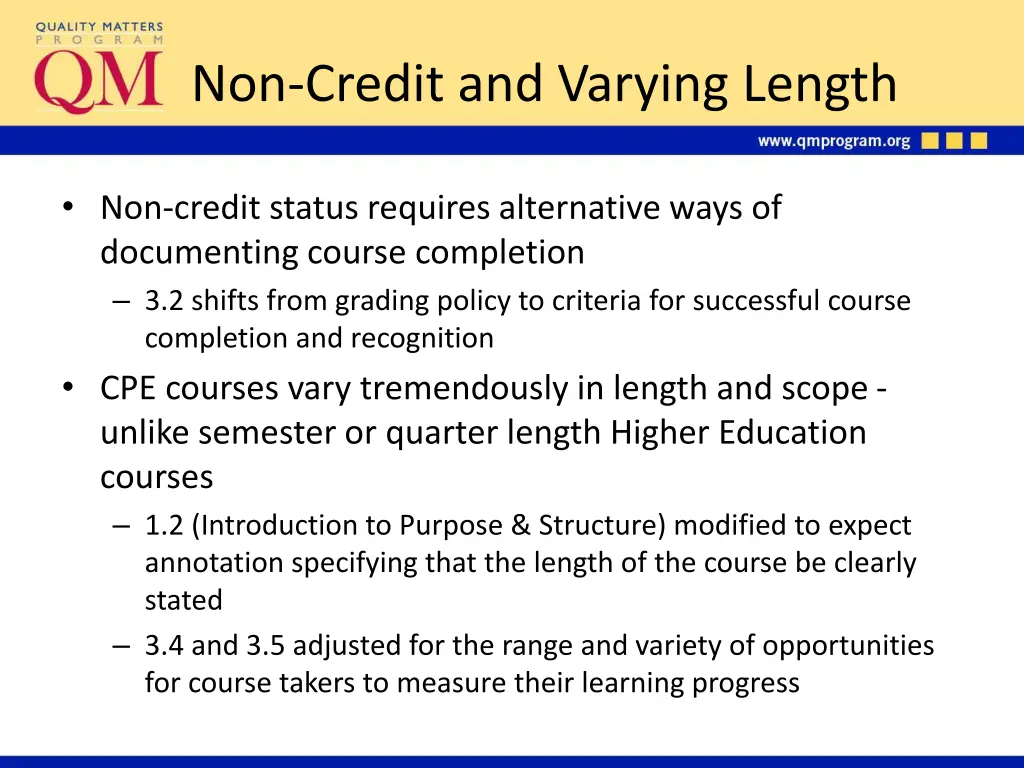 non credit and varying length
