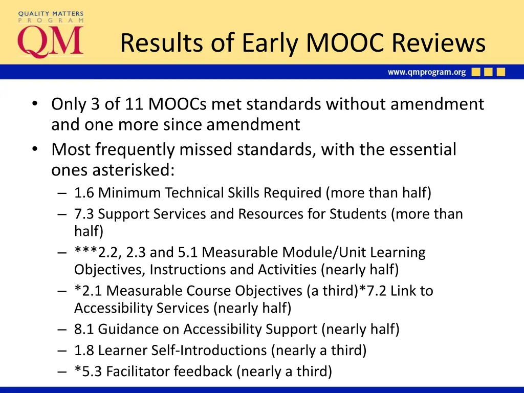 results of early mooc reviews